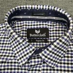 Butter Cloth Shirt Mens Large Regular Fit Short Sleeve Button Icy Cotton Stretch